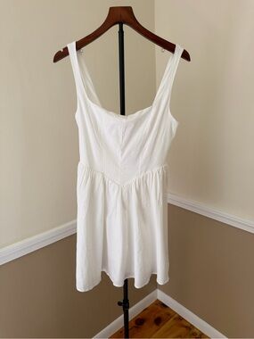 Princess Polly White Martie Mini Dress with Scoop Neck bridal bachelorette